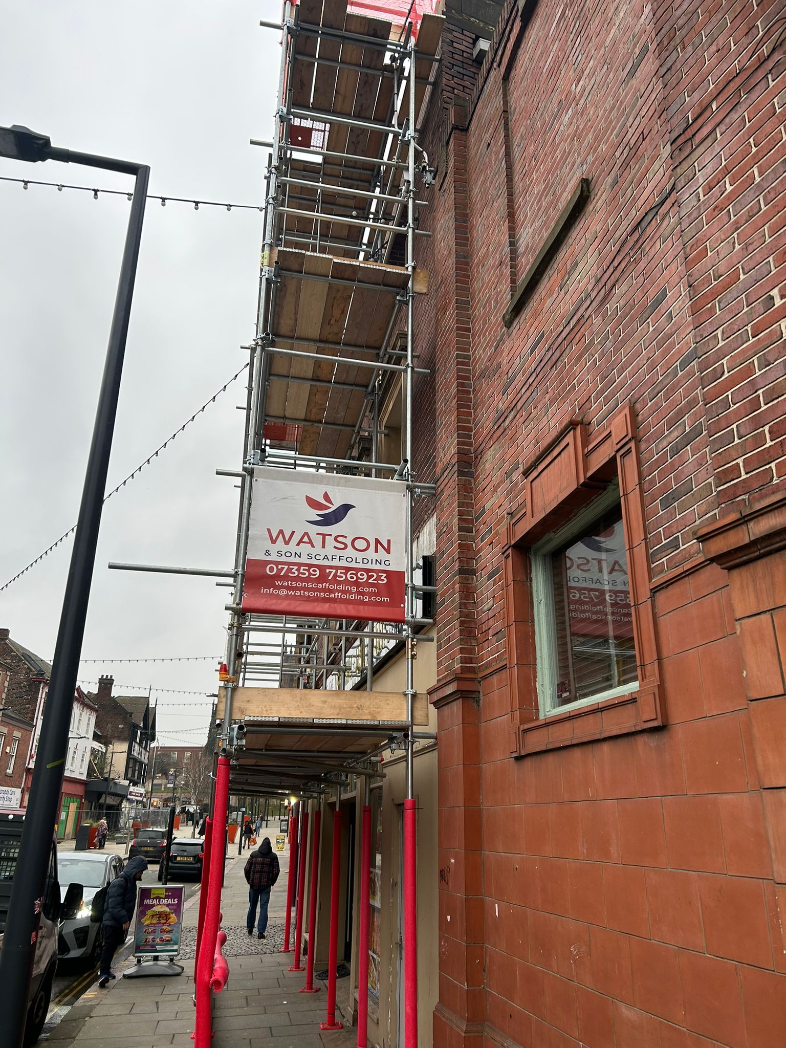 Commercial scaffolding in Rotherham town centre