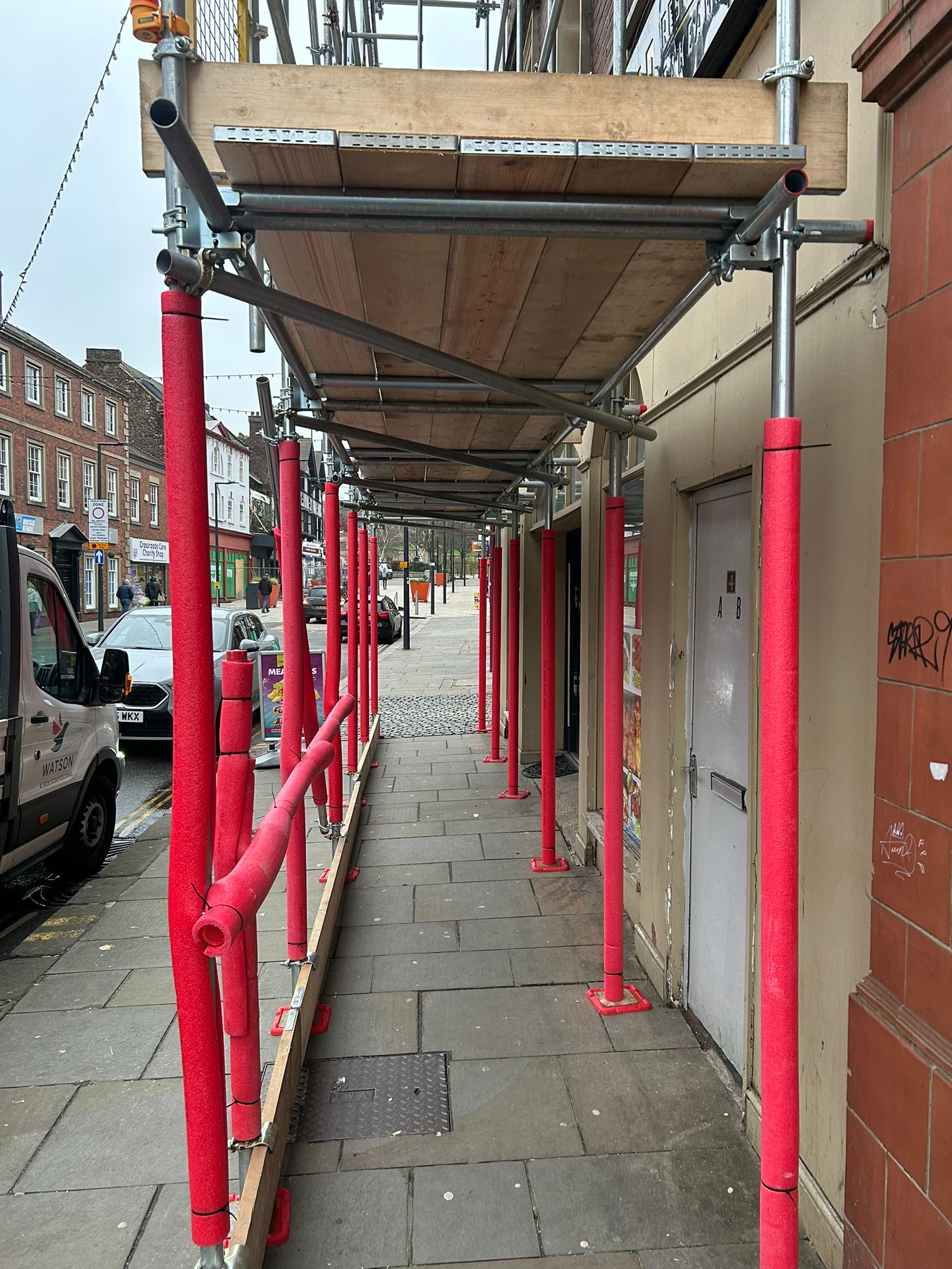 Commercial scaffolding in Rotherham town centre